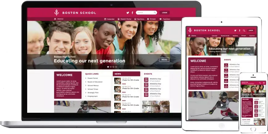 responsive school websites for desktop, ipad & mobile